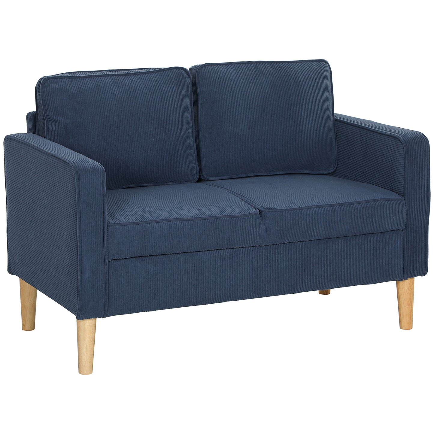Photo of HOMCOM Small Two-Seater Corduroy Sofa - Blue in Blue colour on a white background