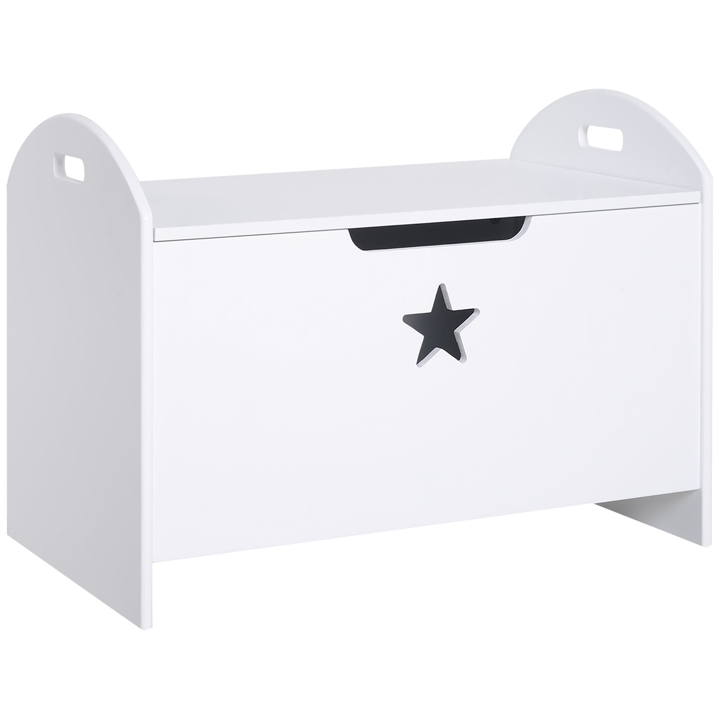 Photo of HOMCOM Kids Wooden Toy Box Organizer Children's Toy Storage with Lid Safety Hinge Side Handle Playroom Furniture White in White colour on a white background
