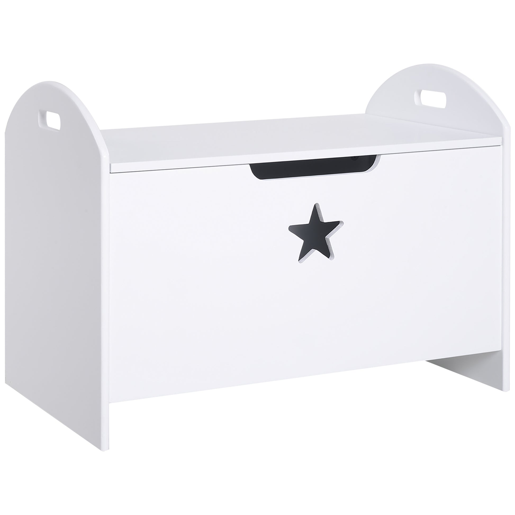 Photo of HOMCOM Kids Wooden Toy Box Organizer Children's Toy Storage with Lid Safety Hinge Side Handle Playroom Furniture White in White colour on a white background