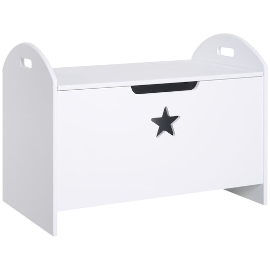 Photo of HOMCOM Kids Wooden Toy Box Organizer Children's Toy Storage with Lid Safety Hinge Side Handle Playroom Furniture White in White colour on a white background