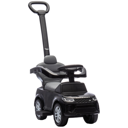 Photo of AIYAPLAY Land Rover Discovery Licensed Baby Push Car, 2-in-1 Ride on Car with Push Handle and Safety Guardrail, Black in Black colour on a white background
