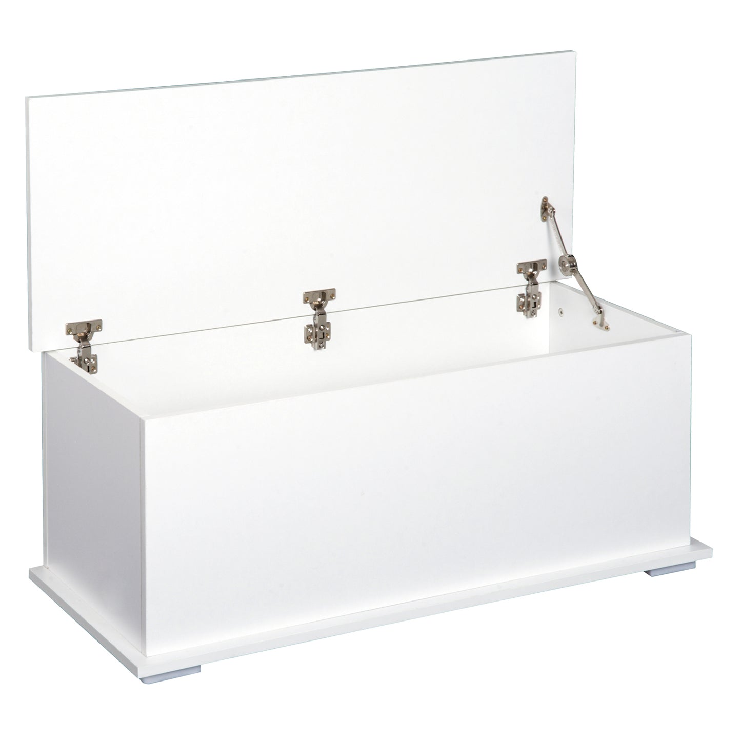 Photo of HOMCOM 113L Storage Chest, Storage Box with Flip-Top Lid and 2 Safety Hinges, Storage Trunk for Living Room, Entryway, 100 x 40 x 40 cm, White in White colour on a white background