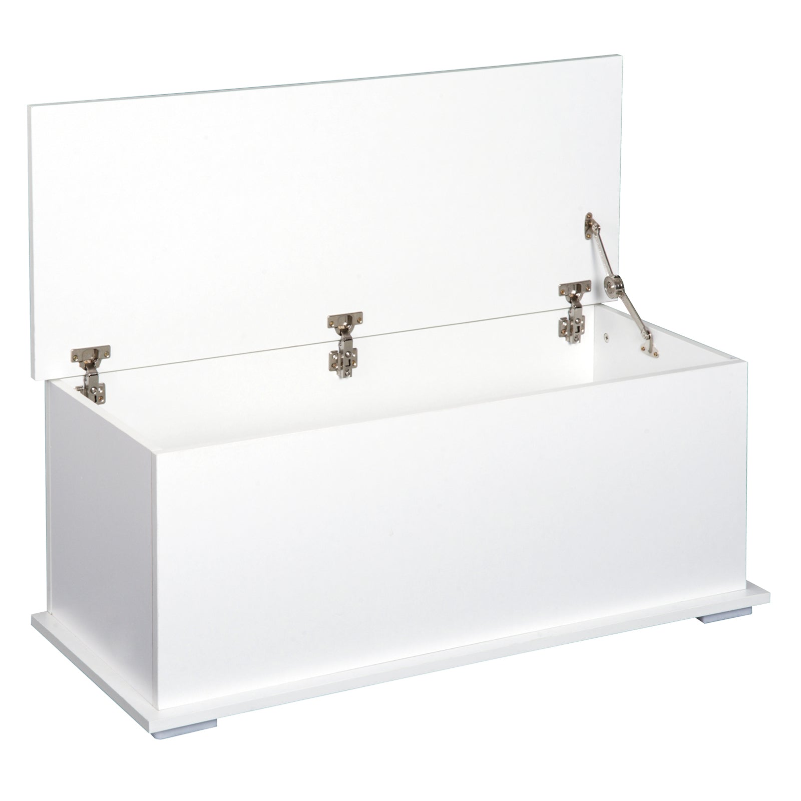 Photo of HOMCOM 113L Storage Chest, Storage Box with Flip-Top Lid and 2 Safety Hinges, Storage Trunk for Living Room, Entryway, 100 x 40 x 40 cm, White in White colour on a white background