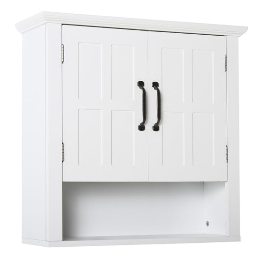 Photo of HOMCOM Bathroom Wall Cabinet, Medicine Cabinet, Kitchen Cupboard with 2 Doors and Adjustable Shelf, White in White colour on a white background