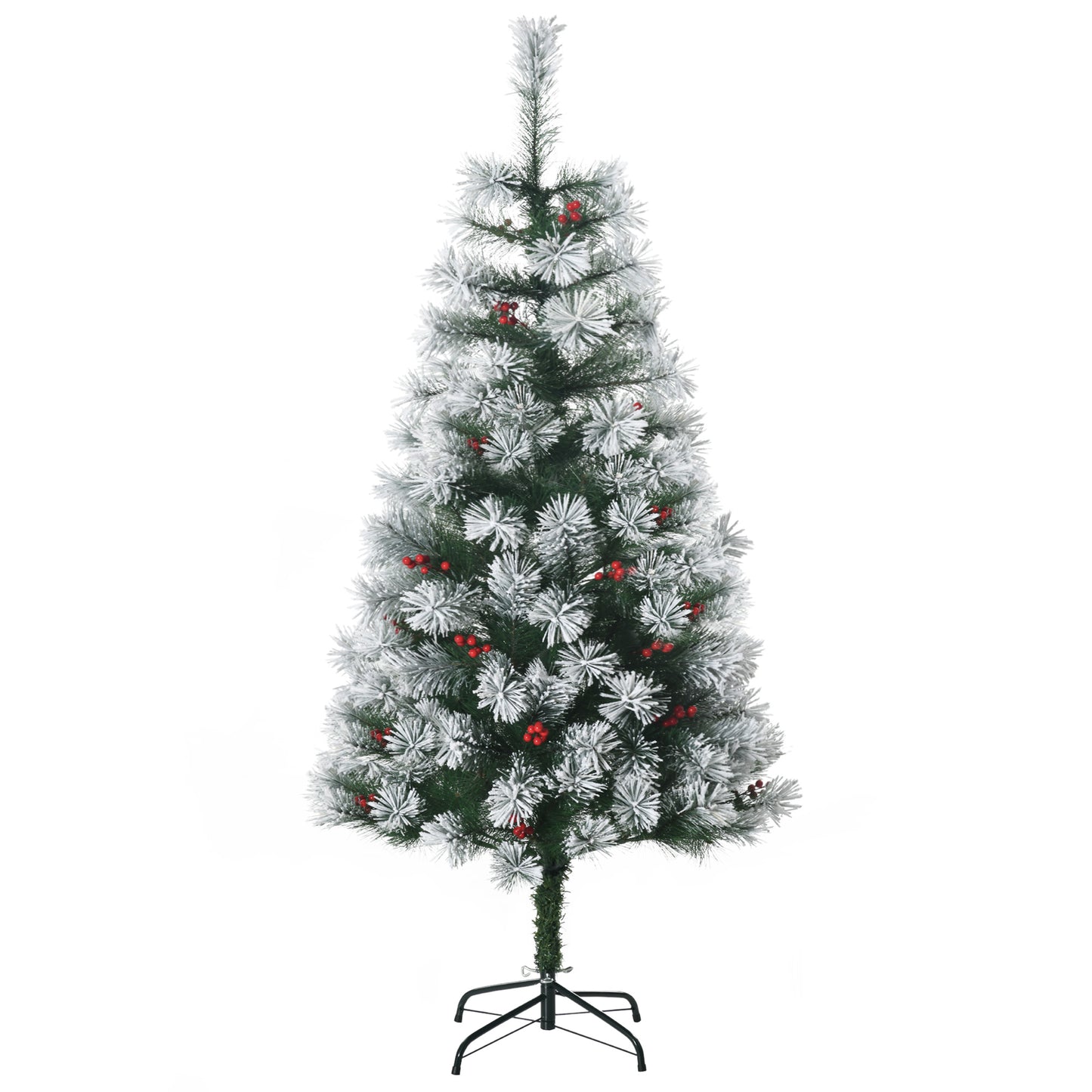 Photo of HOMCOM Indoor Christmas Tree Artificial Berry Xmas Decoration with Metal Stand and 184 Tips (5FT(150CM)) in (5FT(150CM)) colour on a white background