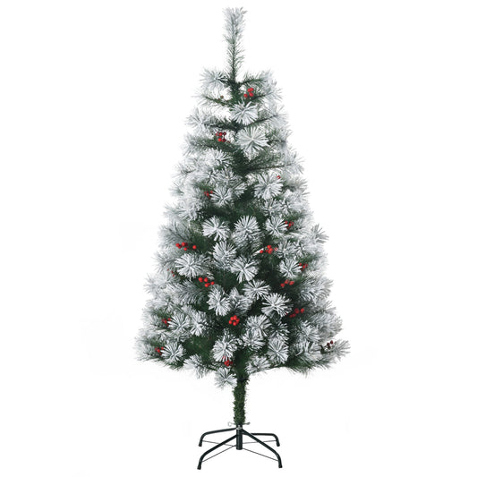 Photo of HOMCOM Indoor Christmas Tree Artificial Berry Xmas Decoration with Metal Stand and 184 Tips (5FT(150CM)) in (5FT(150CM)) colour on a white background