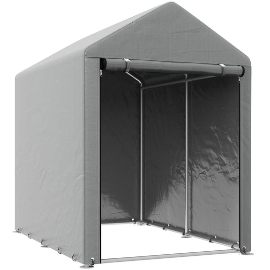 Photo of Outsunny 179 x 120cm Temporary Garden Shed, with Accessories - Light Grey in Grey colour on a white background