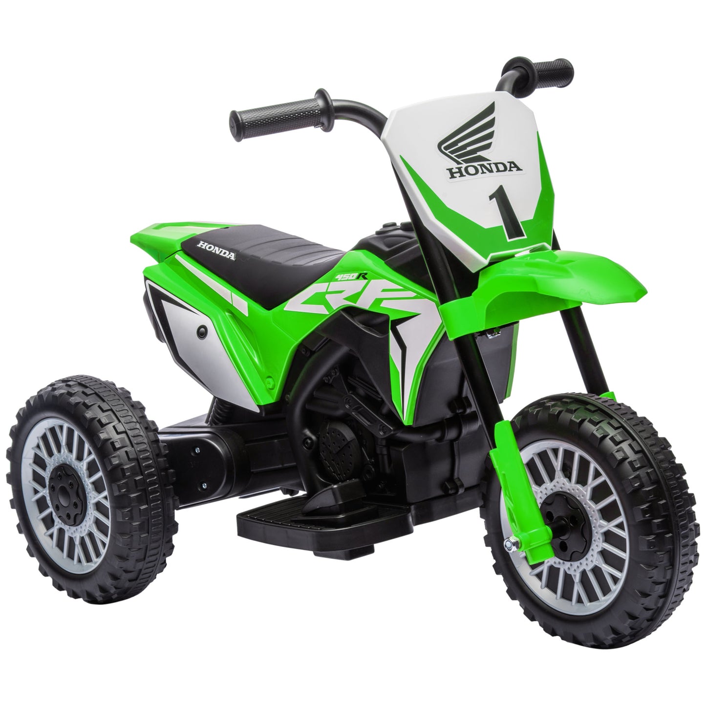 Photo of HOMCOM 6V Kids Motorbike, Three-Wheel Kids Electric Bike with Horn, Startup Sound for Ages 18-36 Months - Green in Green colour on a white background