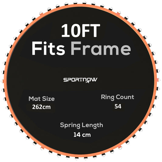 Photo of SPORTNOW Trampoline Replacement Mat with Spring Pull Tool, 54 V-Hooks, for 10ft Trampoline using 14cm Springs, Orange in Orange colour on a white background
