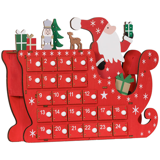 Photo of HOMCOM 24-Drawer Reusable Santa Sleigh Christmas Advent Calendar in Calendar colour on a white background