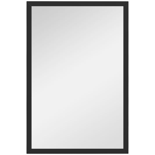 Photo of HOMCOM Wall Bathroom Mirror, 60 x 40 cm Wall-Mounted Mirror for Living Room, Bedroom, Hallway, Black in Black colour on a white background