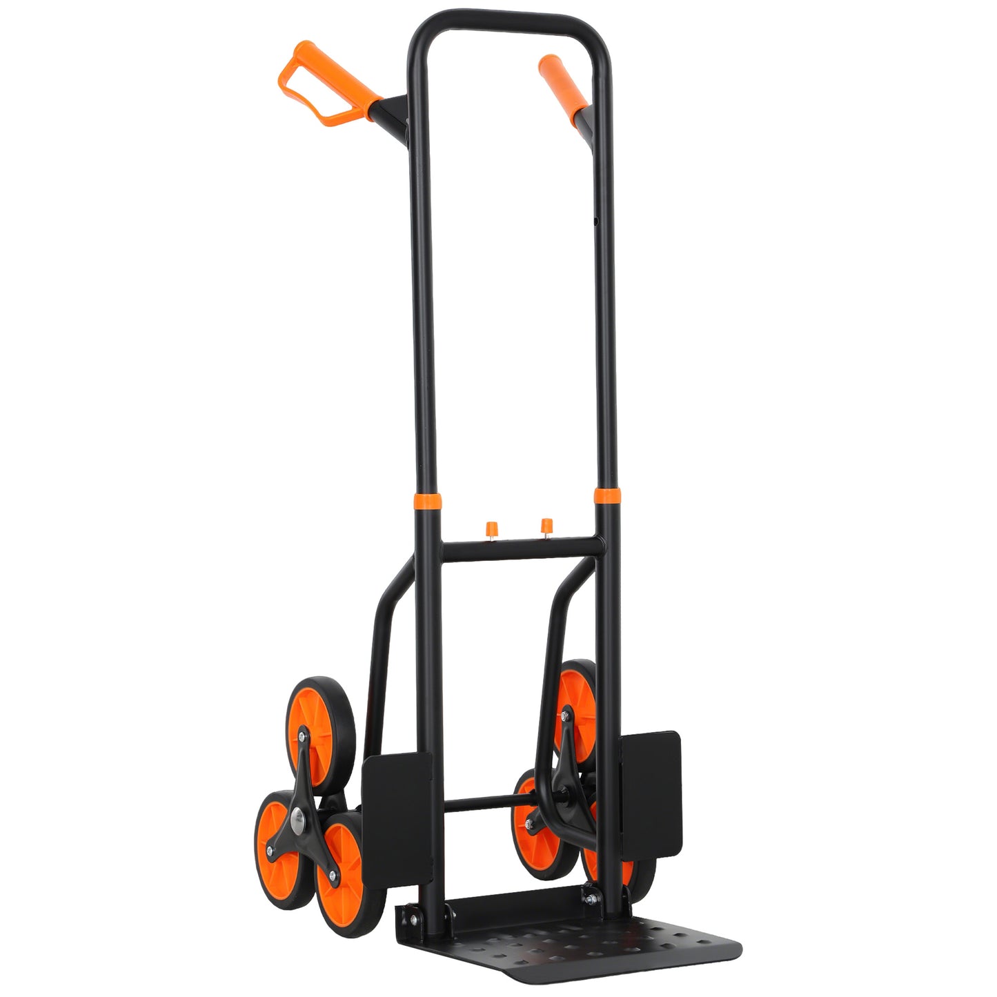 Photo of DURHAND Six-Wheel Folding  Sack Barrow Trolley - Black/Orange in Black/Orange colour on a white background