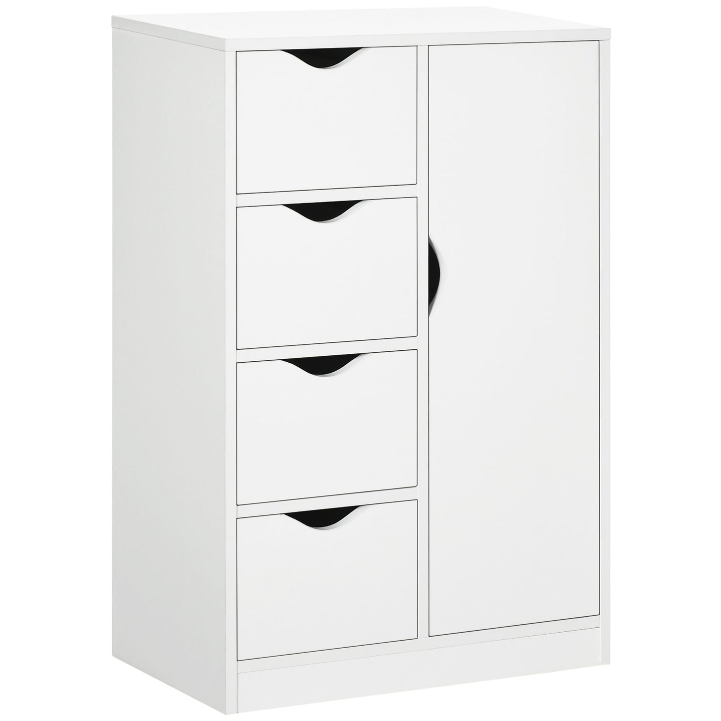 Photo of HOMCOM Bathroom Cabinet, Freestanding Storage Cabinet with 4 Drawers, Door Cupboard for Living Room, Kitchen, Bedroom, White in White colour on a white background