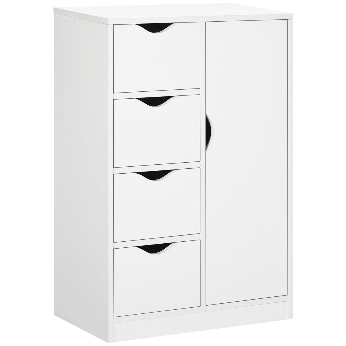 Photo of HOMCOM Bathroom Cabinet, Freestanding Storage Cabinet with 4 Drawers, Door Cupboard for Living Room, Kitchen, Bedroom, White in White colour on a white background