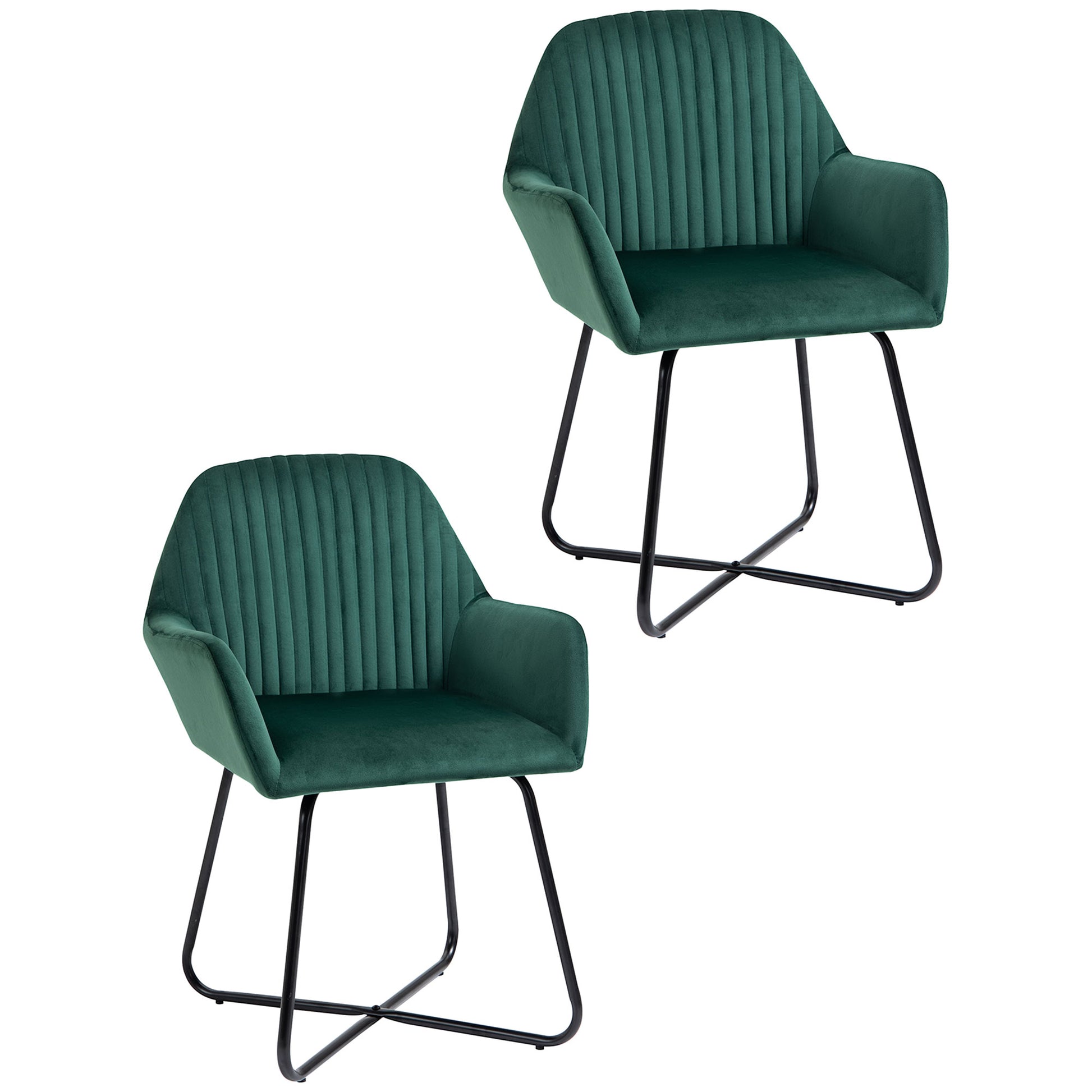 Photo of HOMCOM Velvet-Feel Plisse Back Accent Chair - Green in Green colour on a white background