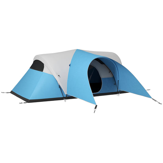 Photo of Outsunny 3000mm Waterproof Camping Tent for 7 Man, Family Tent with Porch and Sewn in Groundsheet, Portable with Bag, Blue in Blue colour on a white background
