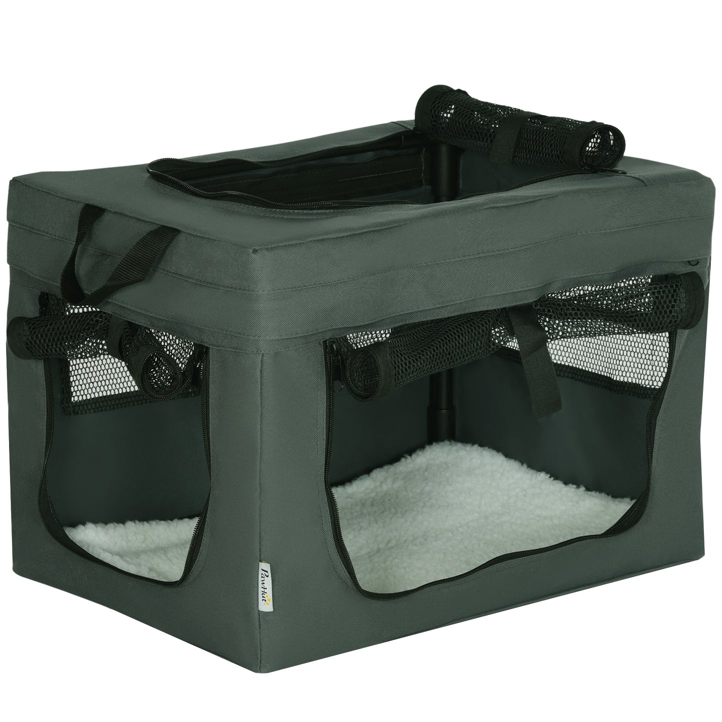 Photo of PawHut 48.5cm Pet Carrier, with Cushion, for Miniature Dogs - Grey in Grey colour on a white background