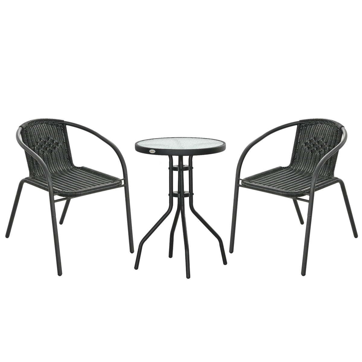 Photo of Outsunny 3 Pieces Rattan Bistro Set - Black in Black colour on a white background