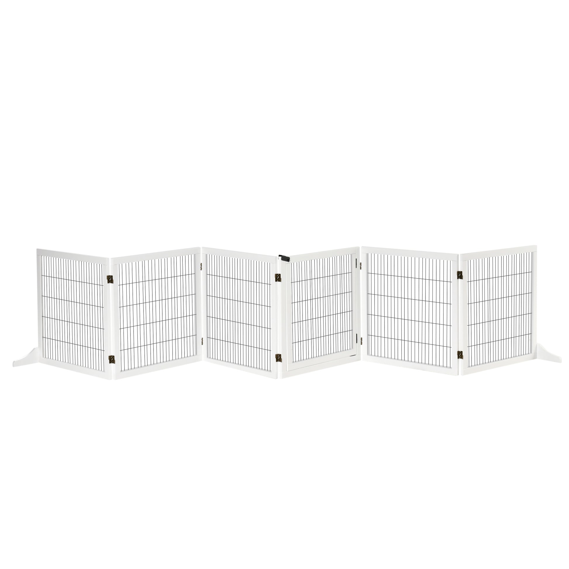 Photo of PawHut Wooden Pet Gate, Freestanding Dog Safety Barrier with 2 Support Feet, White in White colour on a white background