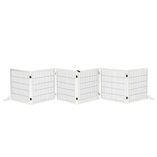 Photo of PawHut Wooden Pet Gate, Freestanding Dog Safety Barrier with 2 Support Feet, White in White colour on a white background