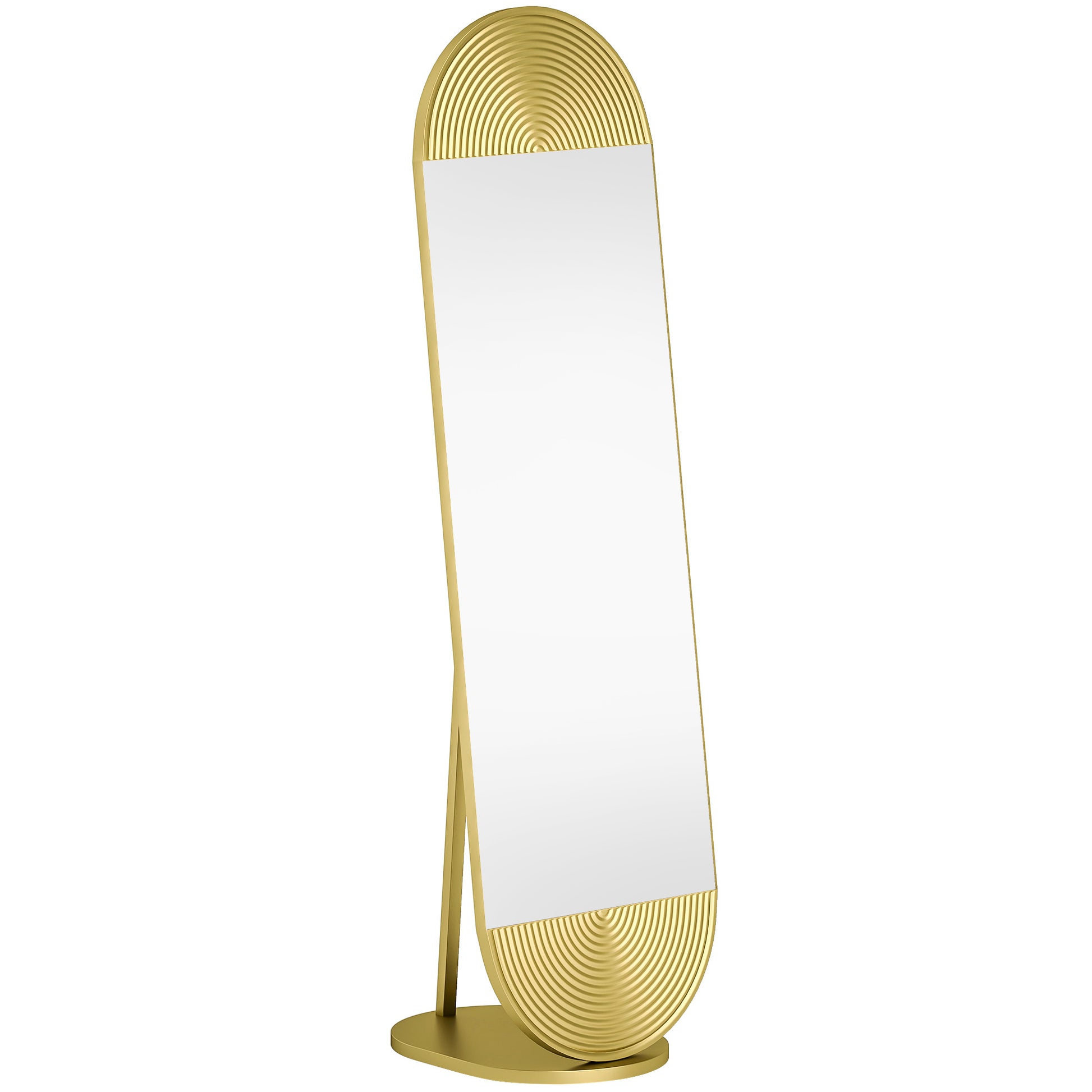 Photo of HOMCOM 50 x 161 cm Wavy Full Length Mirror, Free Standing Mirror with Metal Frame and Solid Base, Gold Tone in Tone colour on a white background
