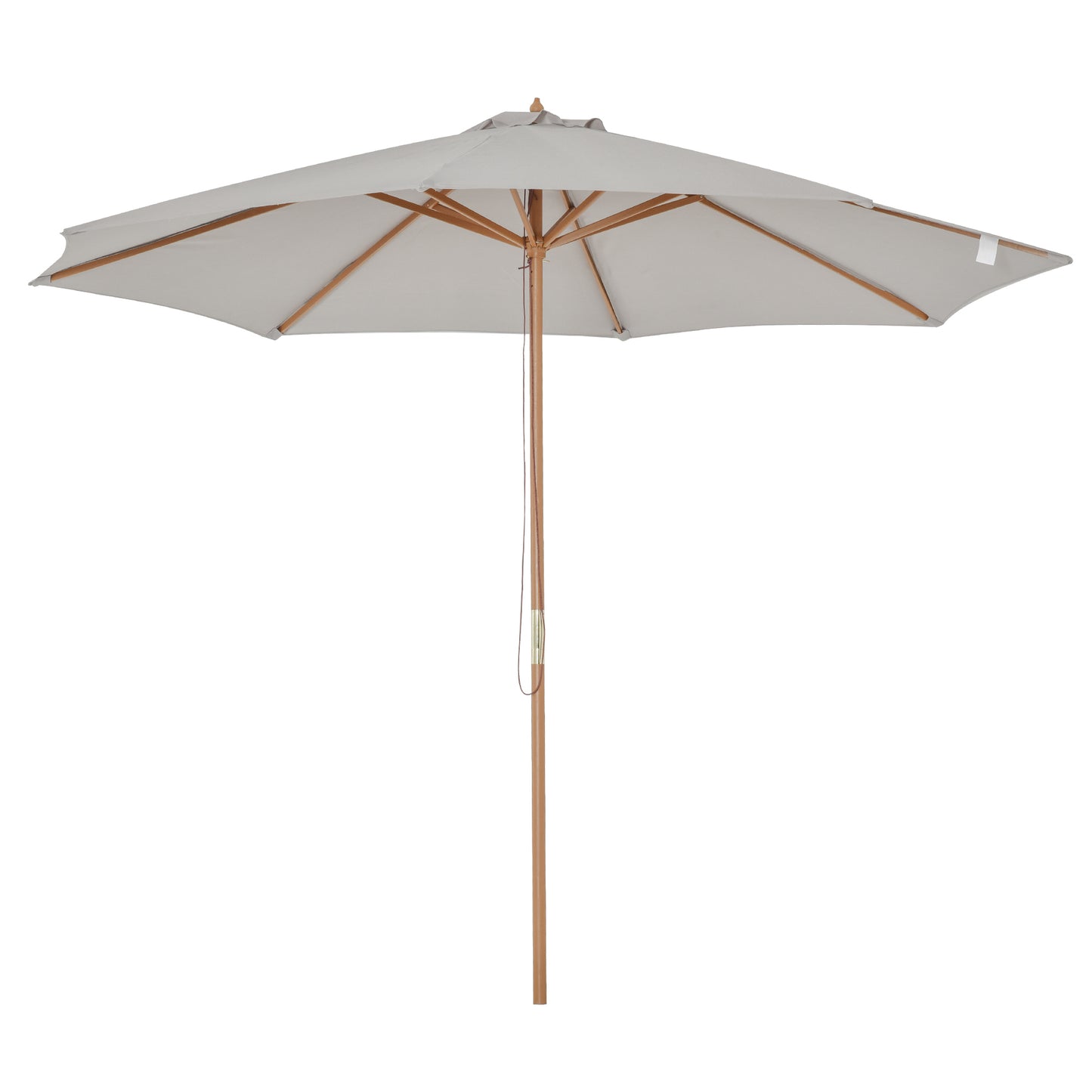 Photo of Outsunny 3(m) Garden Parasol, Pulley Operated Patio Umbrella, Wooden Table Market Umbrella with Rope Pulley Mechanism and 8 Ribs, Grey in Grey colour on a white background