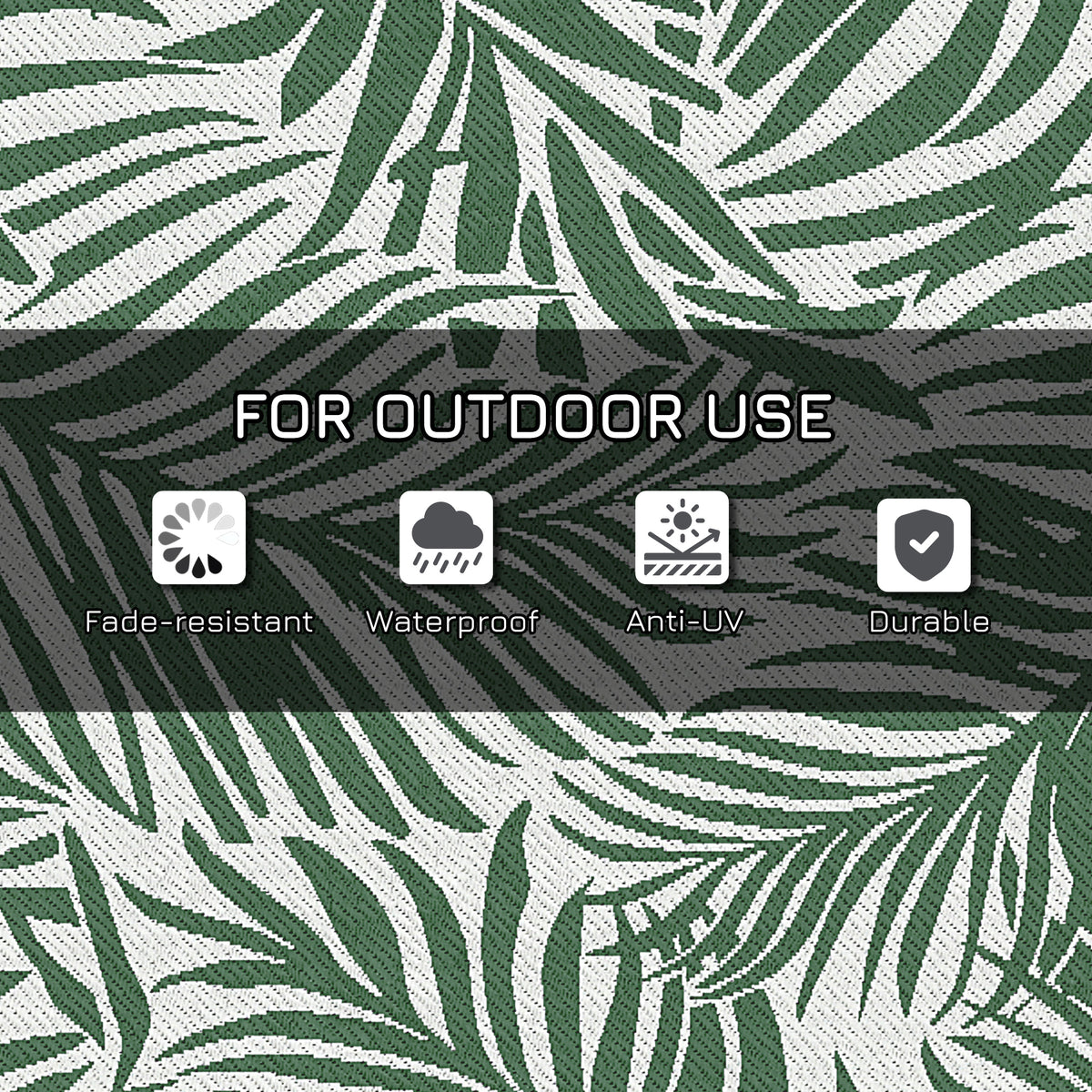 Outsunny Outdoor Rug Reversible Mat Plastic Straw Rug Portable RV Camping Mat for Garden Deck Picnic Indoor, 152 x 243 cm (5 x 8 ft), Green & White