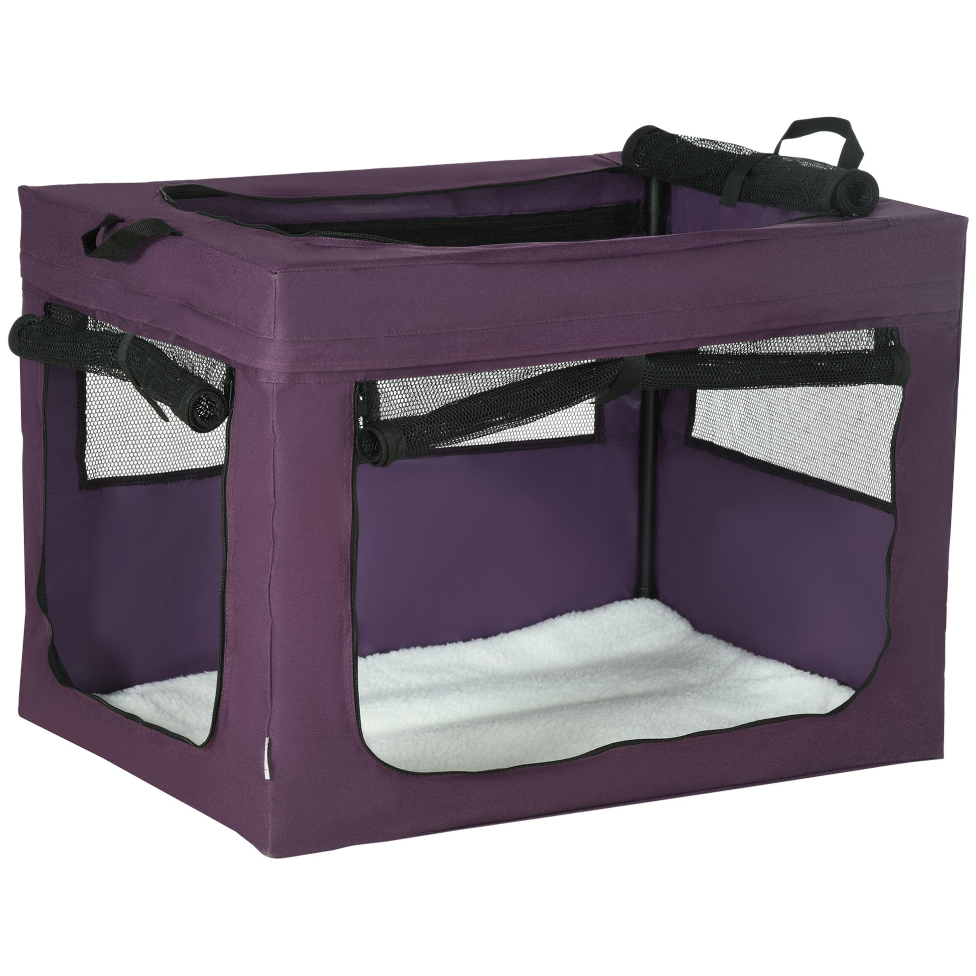 Photo of PawHut 80cm Pet Carrier, with Cushion, for Small and Medium Dogs - Purple in Purple colour on a white background