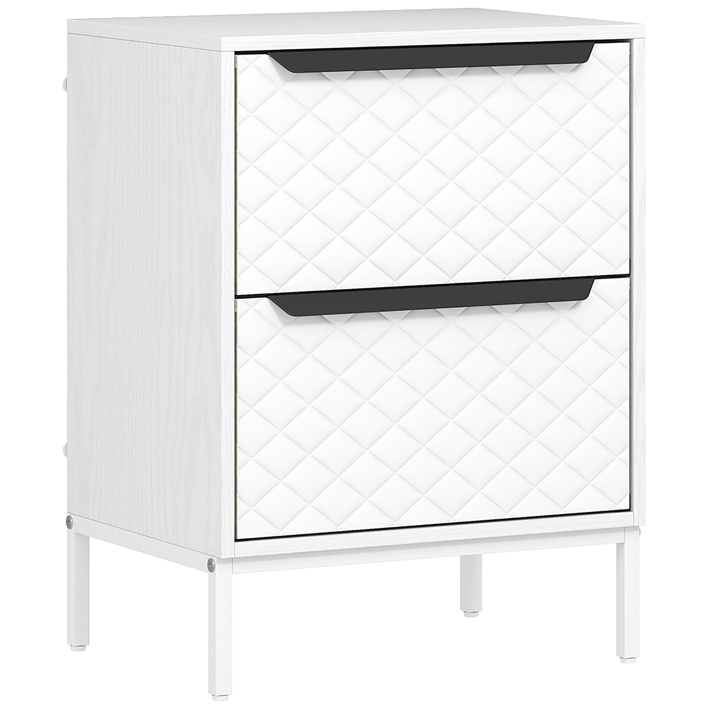 Photo of HOMCOM Chest of Drawers, Dresser with 2 Fabric Drawers and Aluminium Handles - White in White colour on a white background