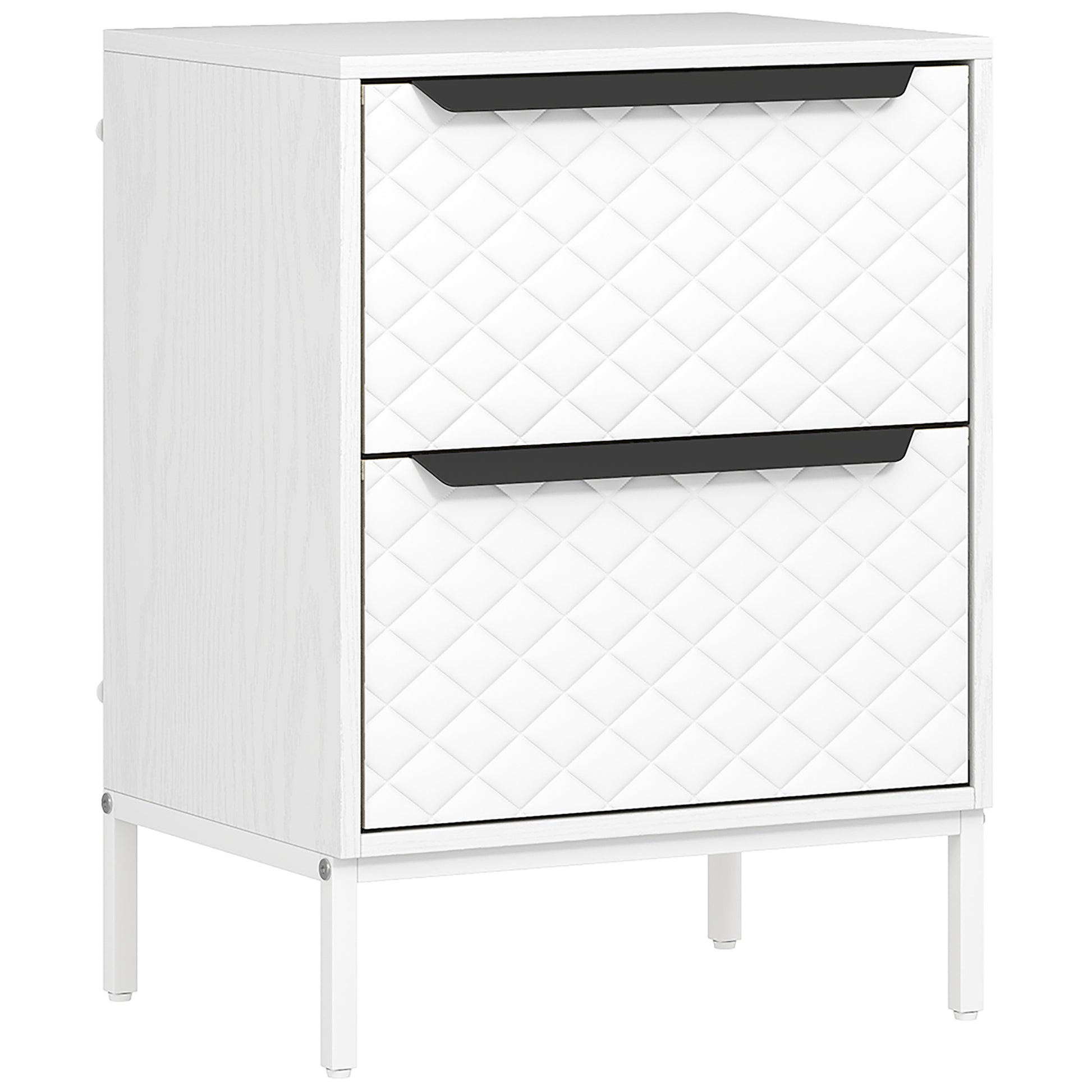 Photo of HOMCOM Chest of Drawers, Dresser with 2 Fabric Drawers and Aluminium Handles - White in White colour on a white background