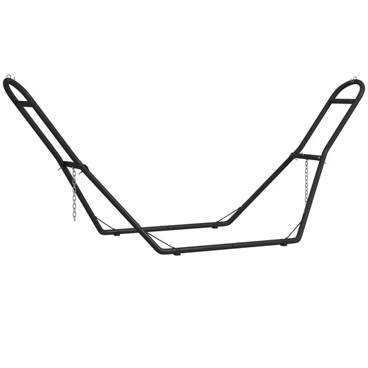 Photo of Outsunny 9ft Hammock Stand Adjustable Hammock Frame with Non-Slip Feet for Indoor Outdoor, 150 kg Capacity, Black in Black colour on a white background