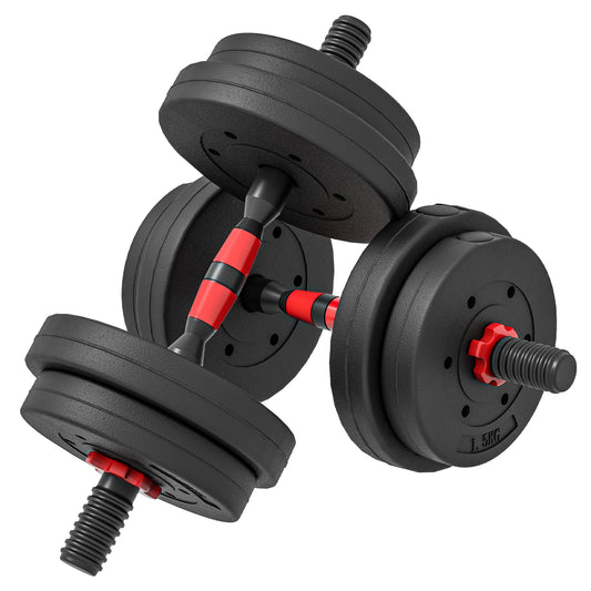 Photo of HOMCOM 15kg 2 in 1 Adjustable Dumbbells Weight Set, Dumbbell Hand Weight Barbell for Weight Training, Black in Black colour on a white background