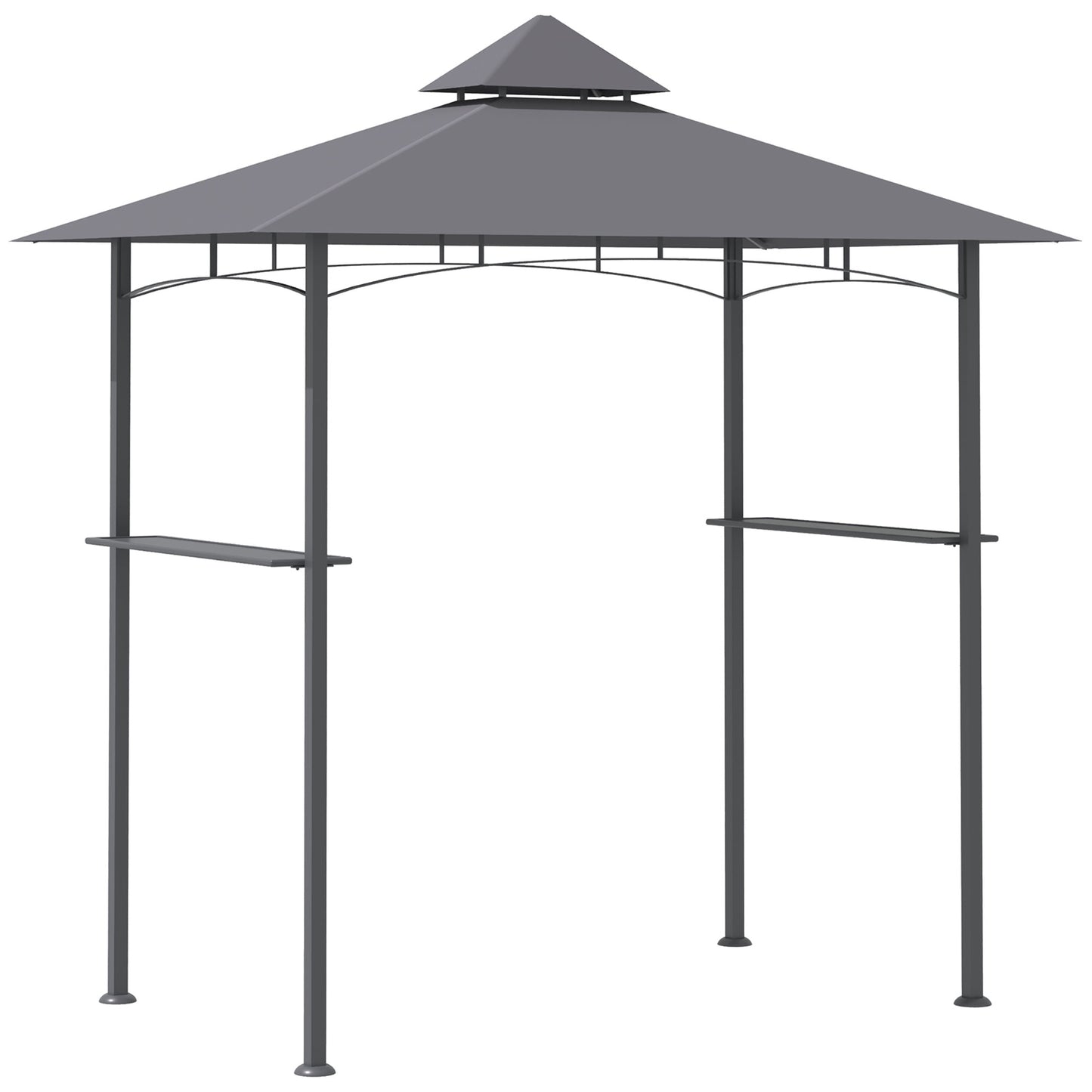 Photo of Outsunny 2.5M (8ft) New Double-Tier BBQ Gazebo Grill Canopy Barbecue Tent Shelter Patio Deck Cover - Grey in Grey colour on a white background