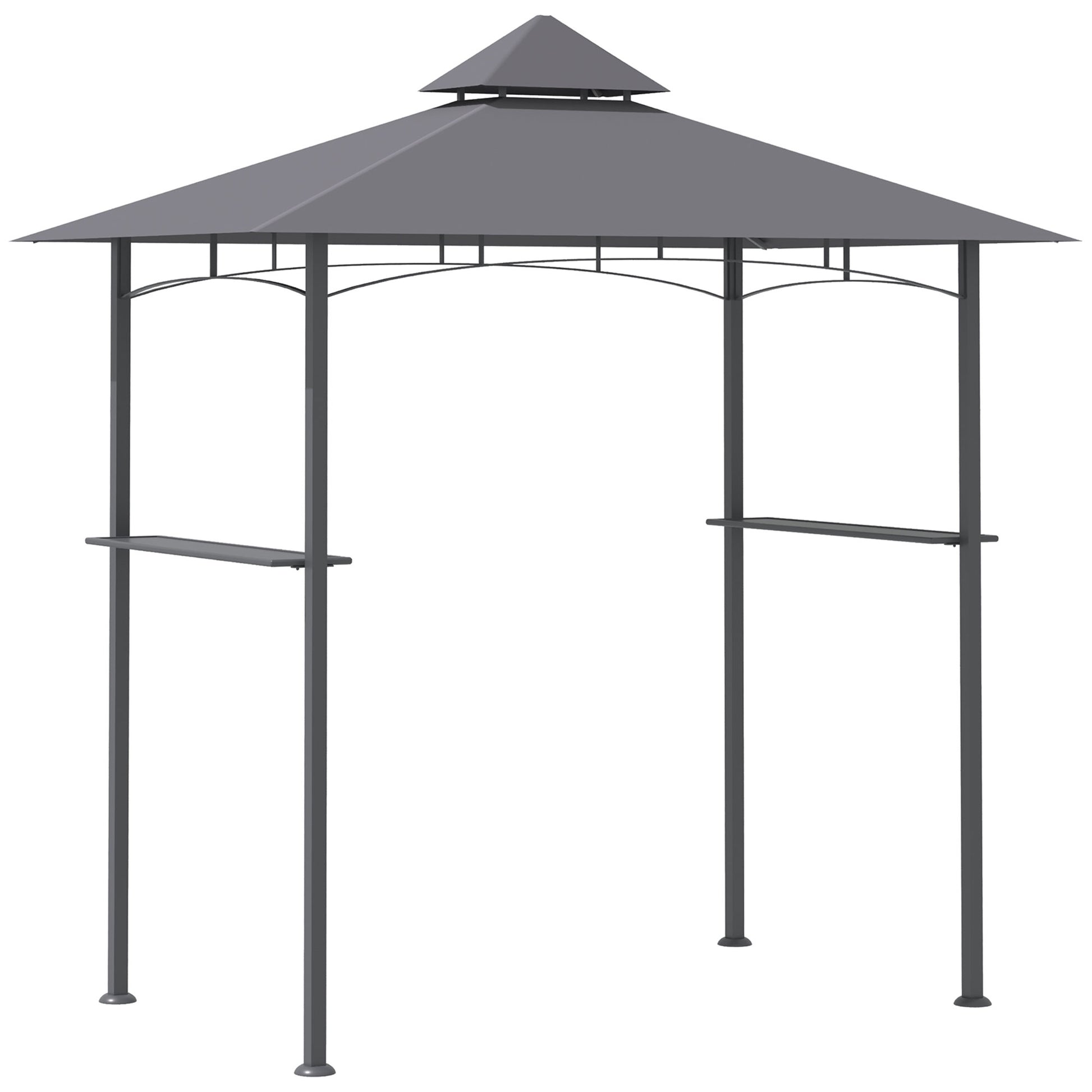 Photo of Outsunny 2.5M (8ft) New Double-Tier BBQ Gazebo Grill Canopy Barbecue Tent Shelter Patio Deck Cover - Grey in Grey colour on a white background