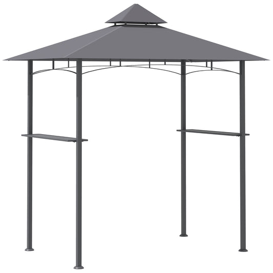 Photo of Outsunny 2.5M (8ft) New Double-Tier BBQ Gazebo Grill Canopy Barbecue Tent Shelter Patio Deck Cover - Grey in Grey colour on a white background