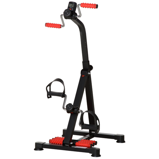 Photo of HOMCOM Portable Exercise Bike for Home Pedal Exerciser Height-adjustable 56L x 44- 56W x 75- 97H cm Black and Red in Red colour on a white background