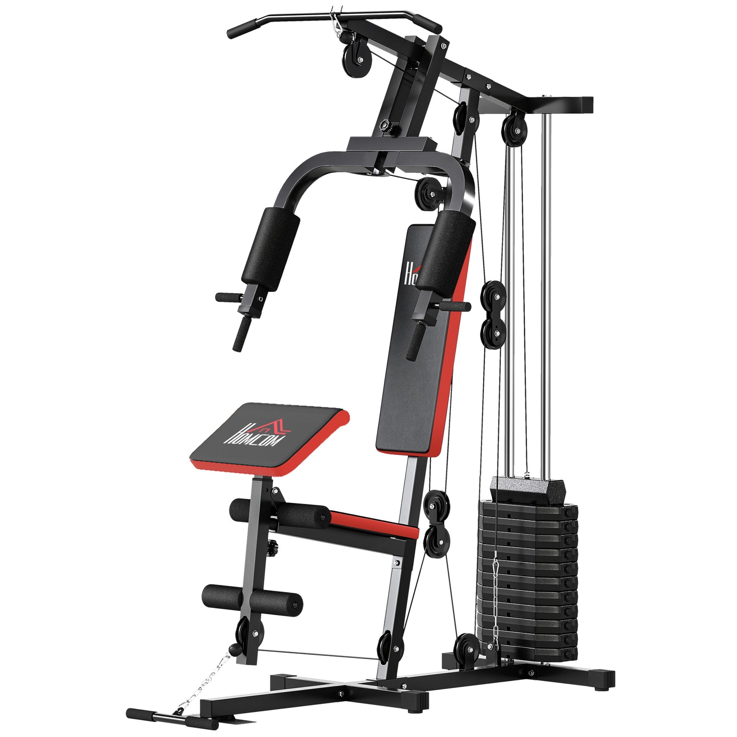 Photo of HOMCOM Multigym Station, with 66KG Weight Stack, for Strength Training, Black in Black colour on a white background