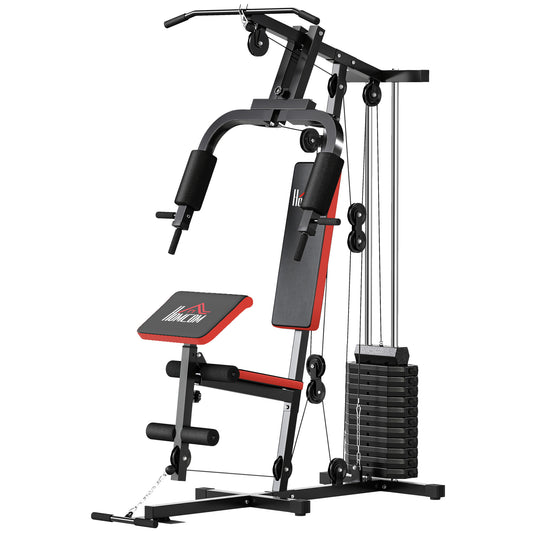 Photo of HOMCOM Multigym Station, with 66KG Weight Stack, for Strength Training, Black in Black colour on a white background