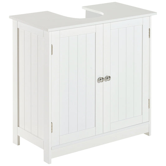 Photo of HOMCOM Under Sink Bathroom Storage Cabinet 2 Layers Vanity Unit Wooden - White in White colour on a white background