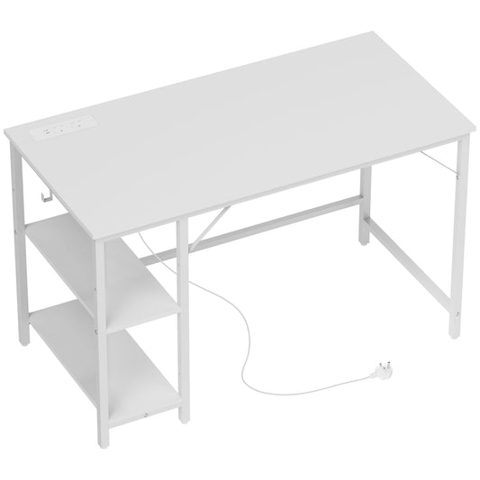 Photo of HOMCOM Computer Desk, with Power Sockets - White in White colour on a white background