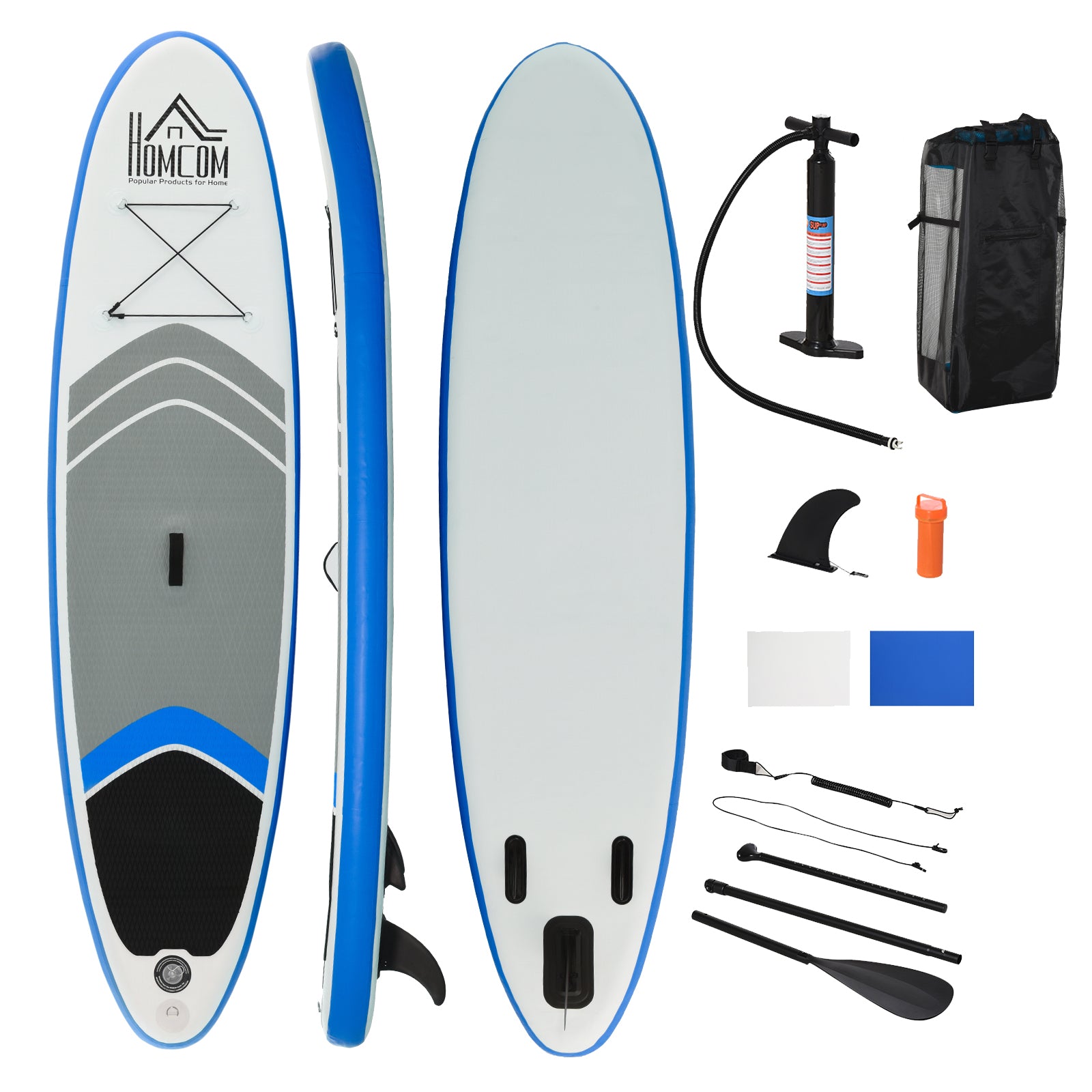 Photo of HOMCOM Stand Up Paddle Board SUP Accessory Carry Bag Adj Paddle Pump Leash Inflatable Paddle Board in Board colour on a white background