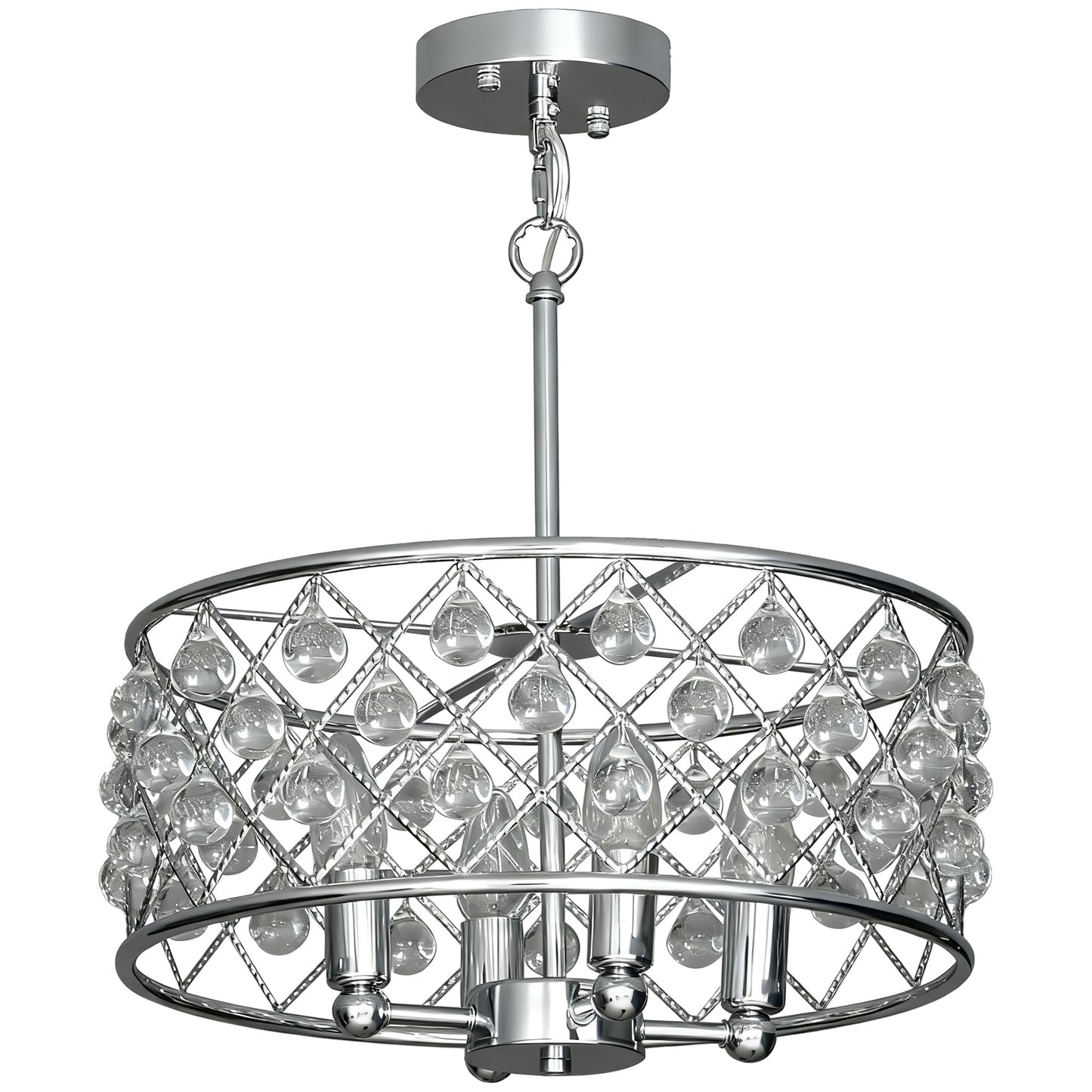 Photo of HOMCOM 51 Crystallite Four-Bulb Chandelier - Silver-Tone in Silver-Tone colour on a white background
