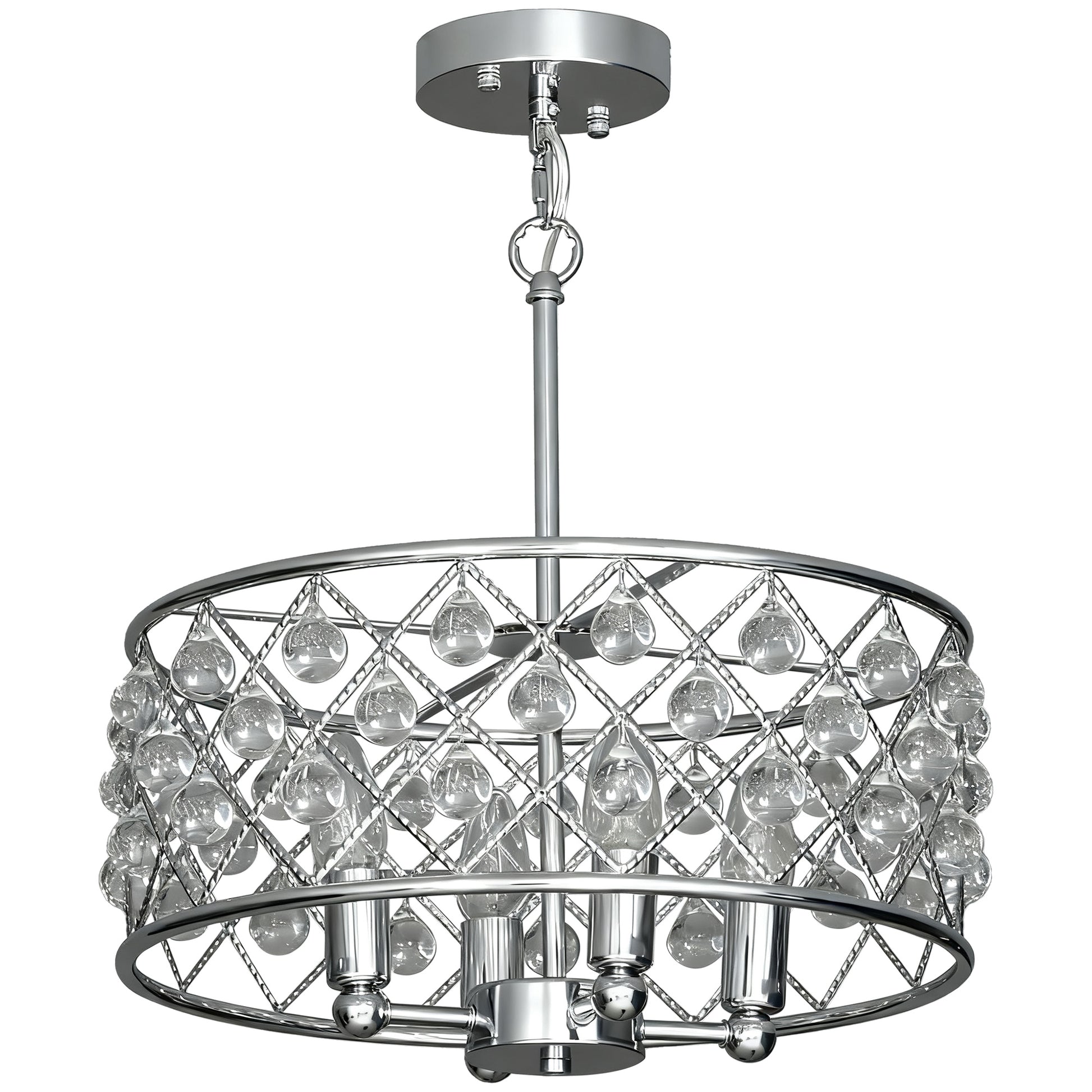 Photo of HOMCOM 51 Crystallite Four-Bulb Chandelier - Silver-Tone in Silver-Tone colour on a white background
