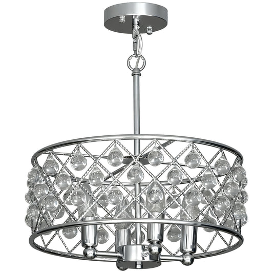 Photo of HOMCOM 51 Crystallite Four-Bulb Chandelier - Silver-Tone in Silver-Tone colour on a white background