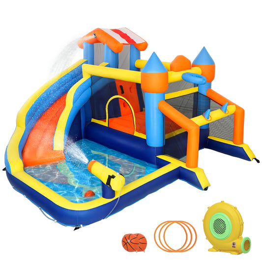 Photo of AIYAPLAY Bouncy Castle for Kids, Inflatable Bounce House with Slide, Pool (Ball Pit), Climbing Wall and Blower for Outdoor in Outdoor colour on a white background