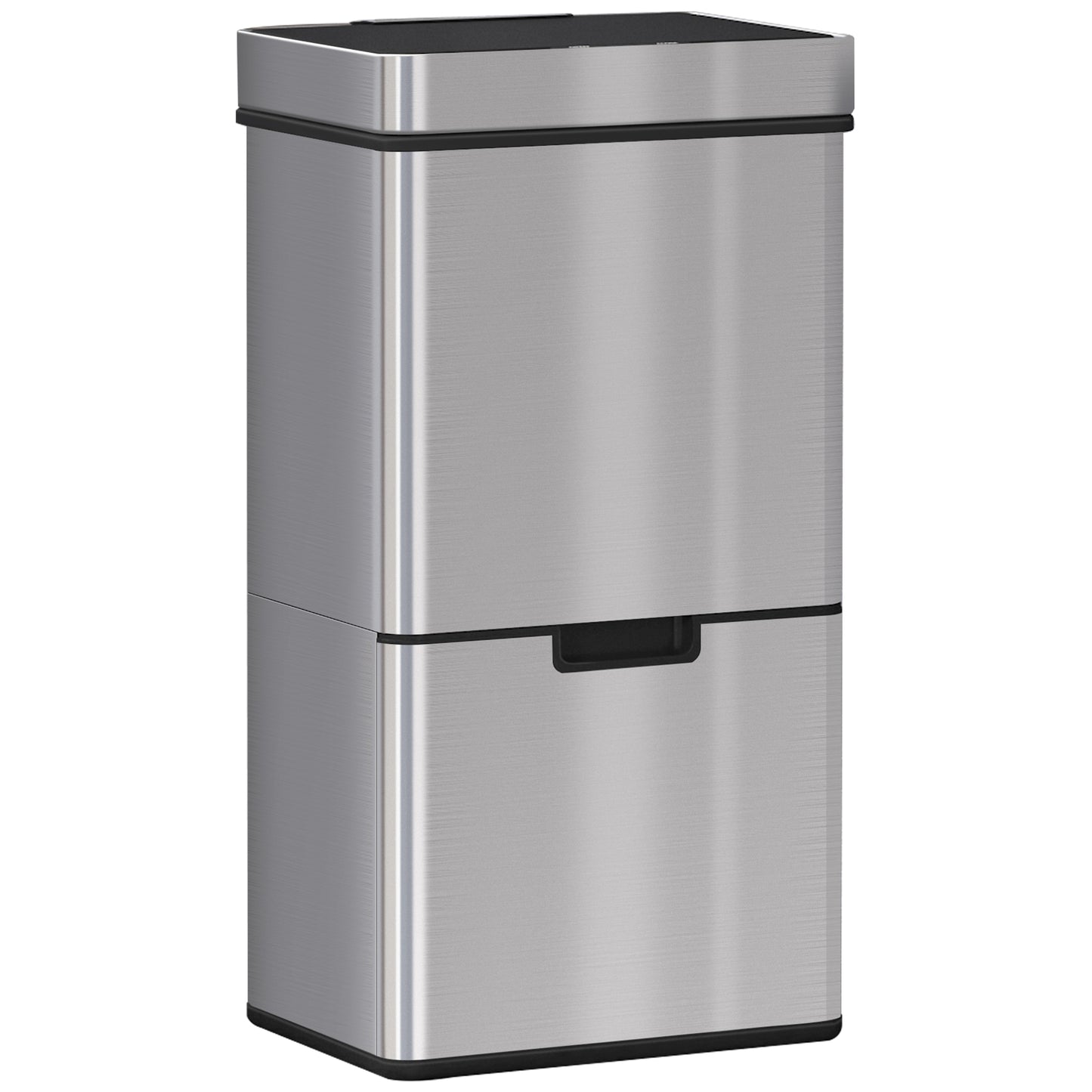 Photo of HOMCOM 72L Recycling Sensor Bin Stainless Steel 3 Compartments For Both Wet/Dry Waste w/Removable Lid  Kitchen Home in Home colour on a white background
