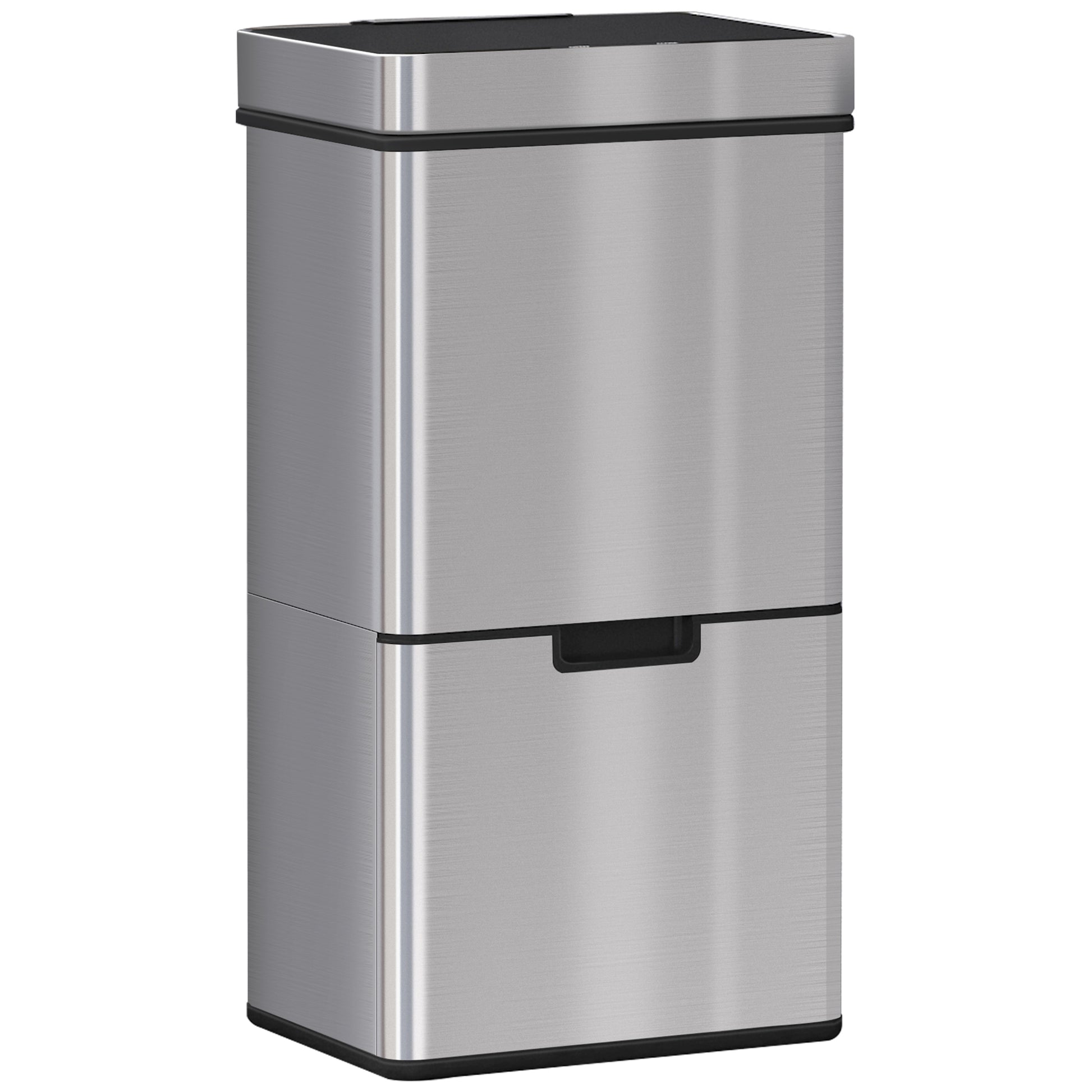 Photo of HOMCOM 72L Recycling Sensor Bin Stainless Steel 3 Compartments For Both Wet/Dry Waste w/Removable Lid  Kitchen Home in Home colour on a white background