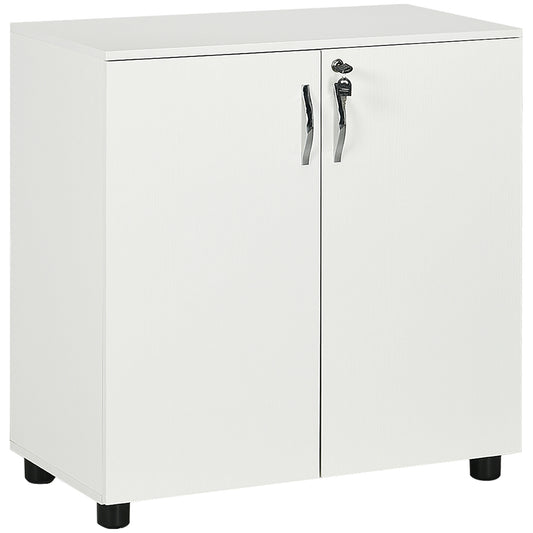Photo of Vinsetto Two-Tier Locking Office Storage Cabinet - White in White colour on a white background