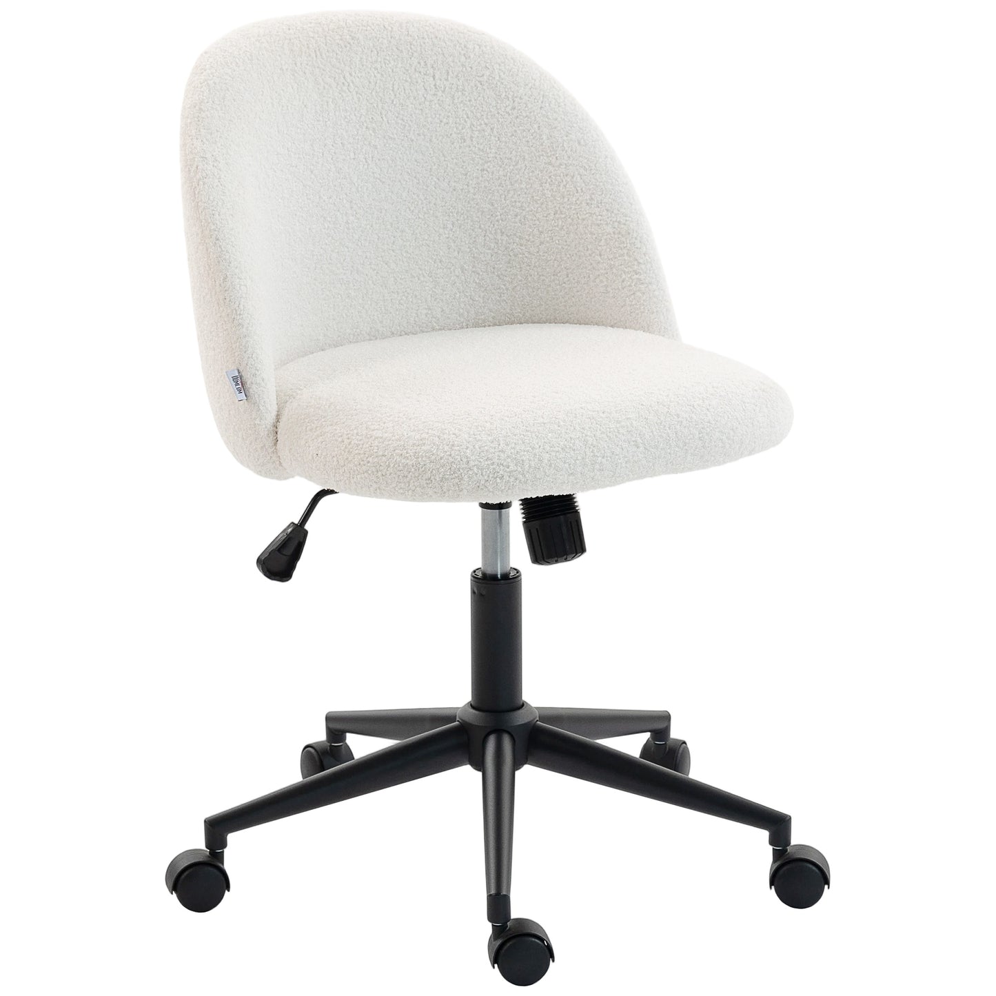 Photo of HOMCOM Teddy Fleece Office Chair with Wheels - Cream White in White colour on a white background