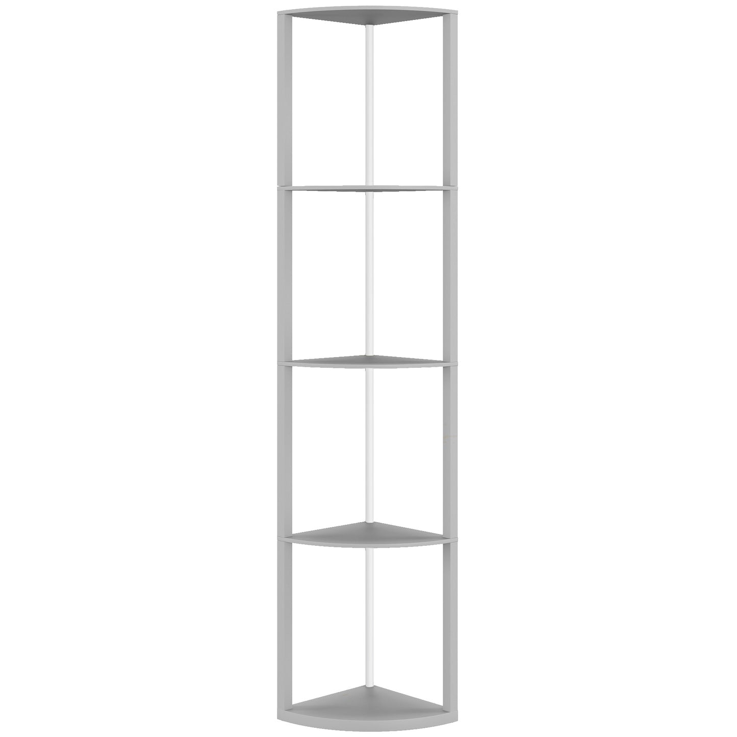 Photo of HOMCOM RGB LED Floor Lamp with Shelves, 5-Tier Dimmable Standing Lamp with Adjustable Brightness and Remote Control, Modern Corner Display Shelf Unit for Living Room Bedroom Office, Grey in Grey colour on a white background